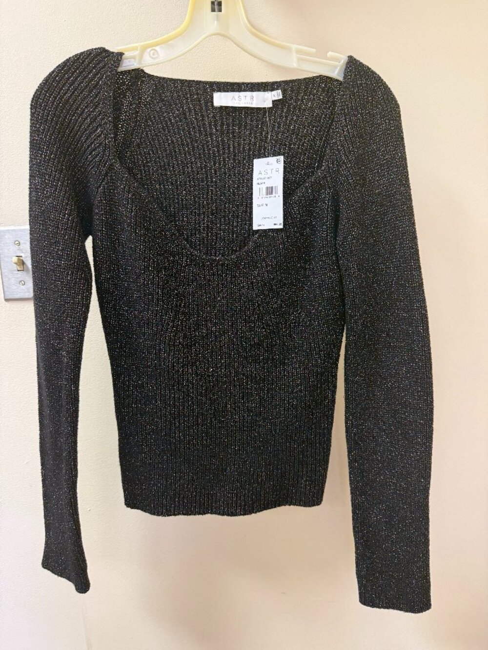 NWT - ASTR The Label Black Metallic Rib Knit Sweater | Size M